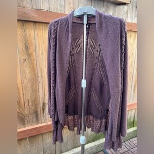 Anthropologie purple Cardigan with Sheer Details